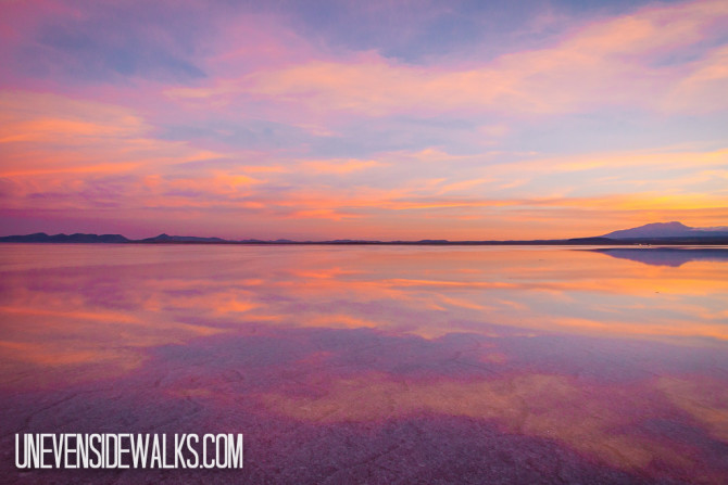 Uyuni Salt Flats and the Beautiful Colorful Sky at Sunrise